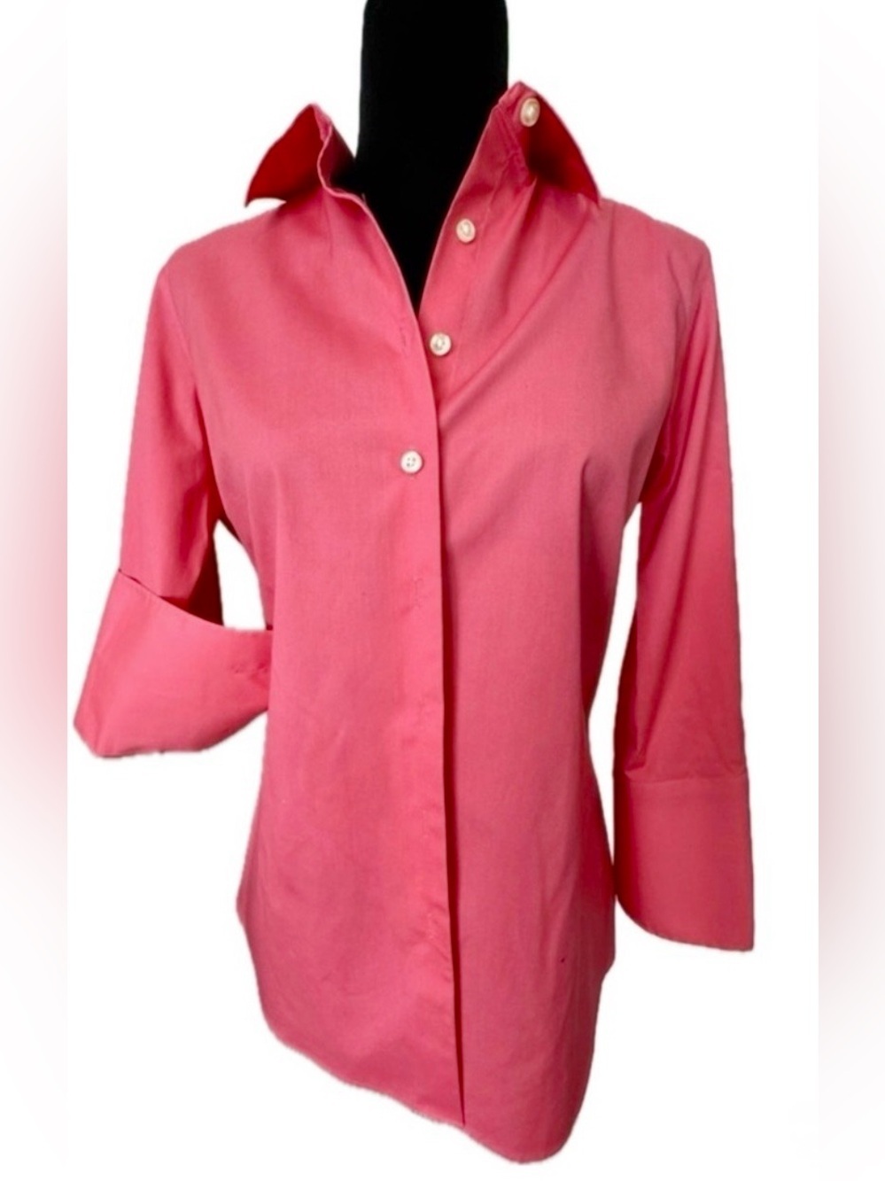 Lands' End Pink Cotton Button Down Shirt S Classic Preppy Workwear Office Blouse - Picture 3 of 8